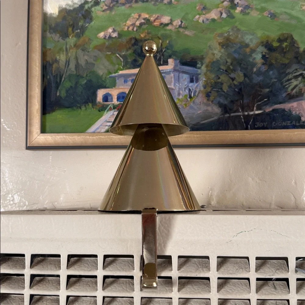 West Elm metal gold-tone Christmas tree stocking hanger